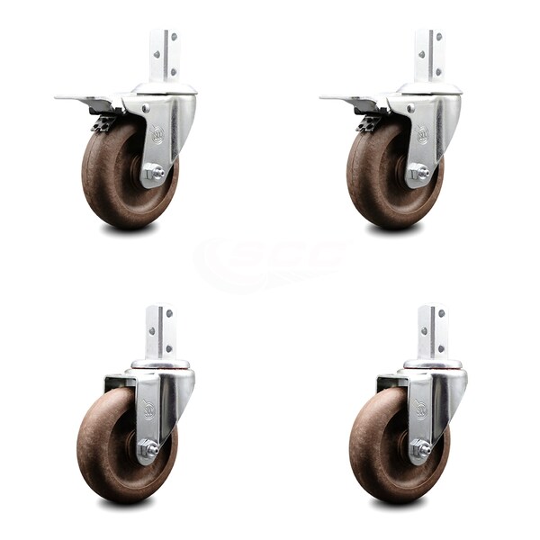 Service Caster 4 Inch High Temp Glass Filled Nylon 7/8 Inch Stem Caster Total Lock Brakes, 2PK SCC-SQTTL20S414-GFNSHT-78-2-S-2 - main